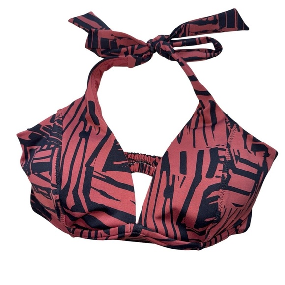 Athleta Sculpted Sienna Halter Bikini Top Red Clay Size 34D/DD - Picture 3 of 8